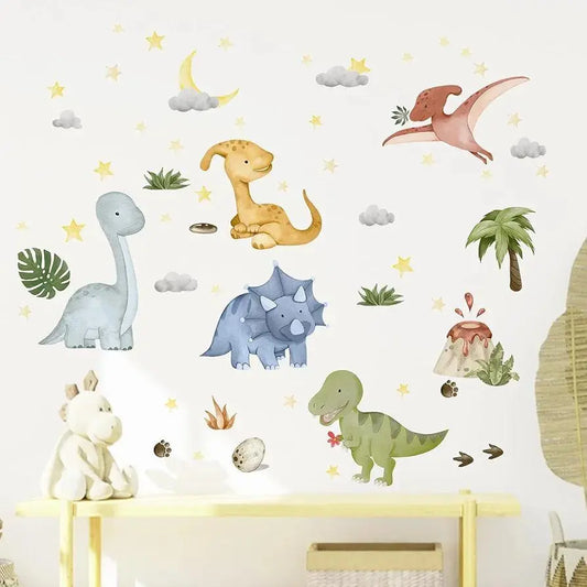 Yovkky Watercolor Baby Dinosaur Wall Decals Stickers Easy do Wall do