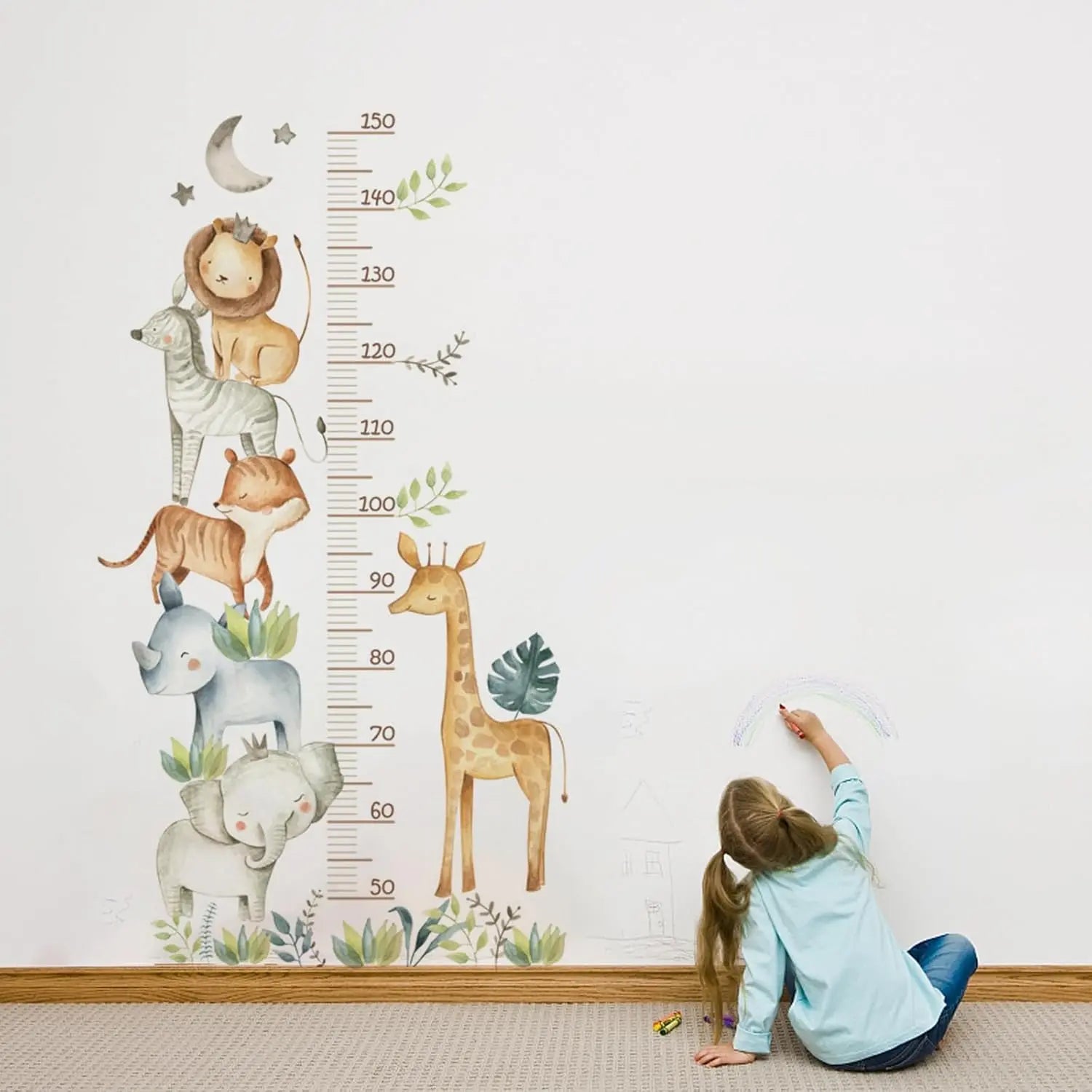 Safari Animal Growth Chart Wall Sticker - Easy do Wall do