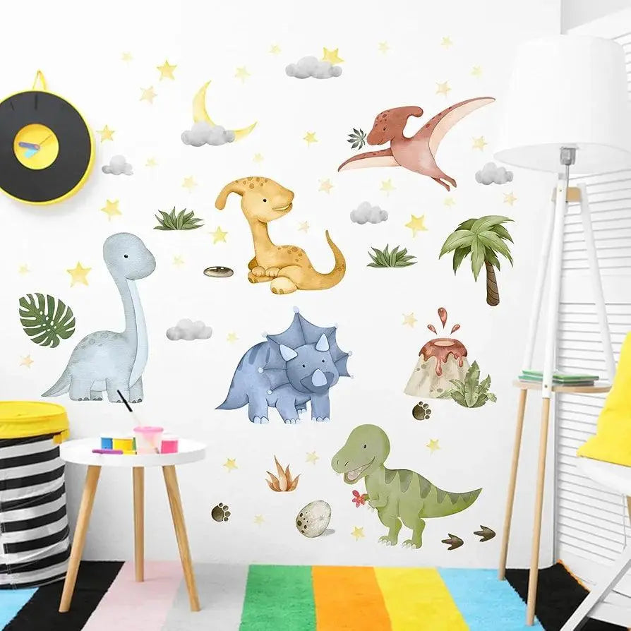 Yovkky Watercolor Baby Dinosaur Wall Decals Stickers Easy do Wall do