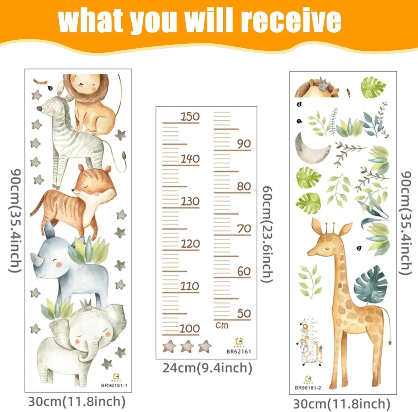 Safari Animal Growth Chart Wall Sticker - Easy do Wall do