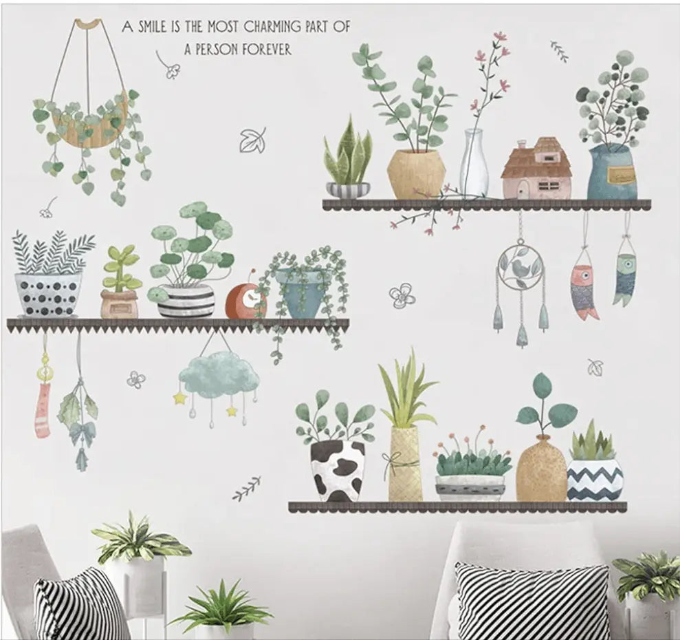 Plant Shelf Wall Sticker Set Easy do Wall do