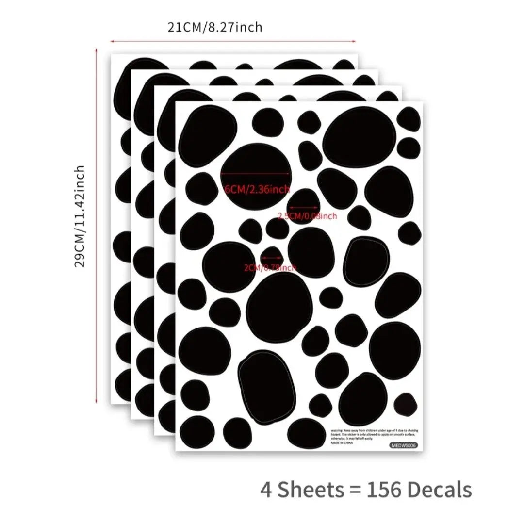 Black Dot Wall Decal Set - 4 Sheets (156 Decals) Easy do Wall do