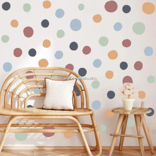 Morandi hues polka dots wall Easy do Wall do