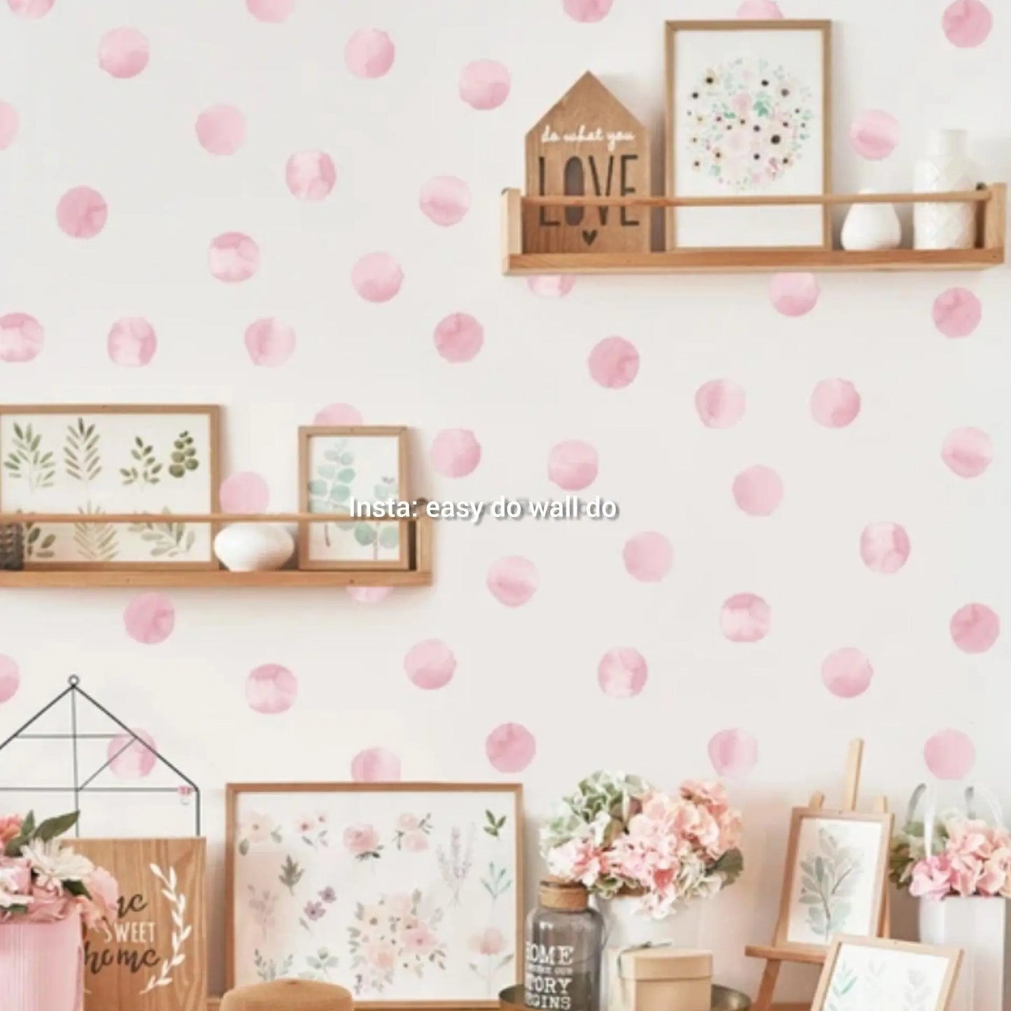 Pink princess tune polka dots Easy do Wall do