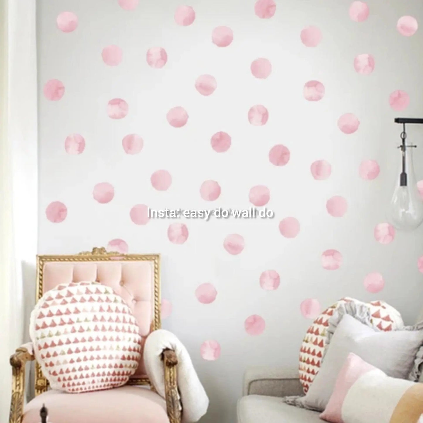 Pink princess tune polka dots Easy do Wall do