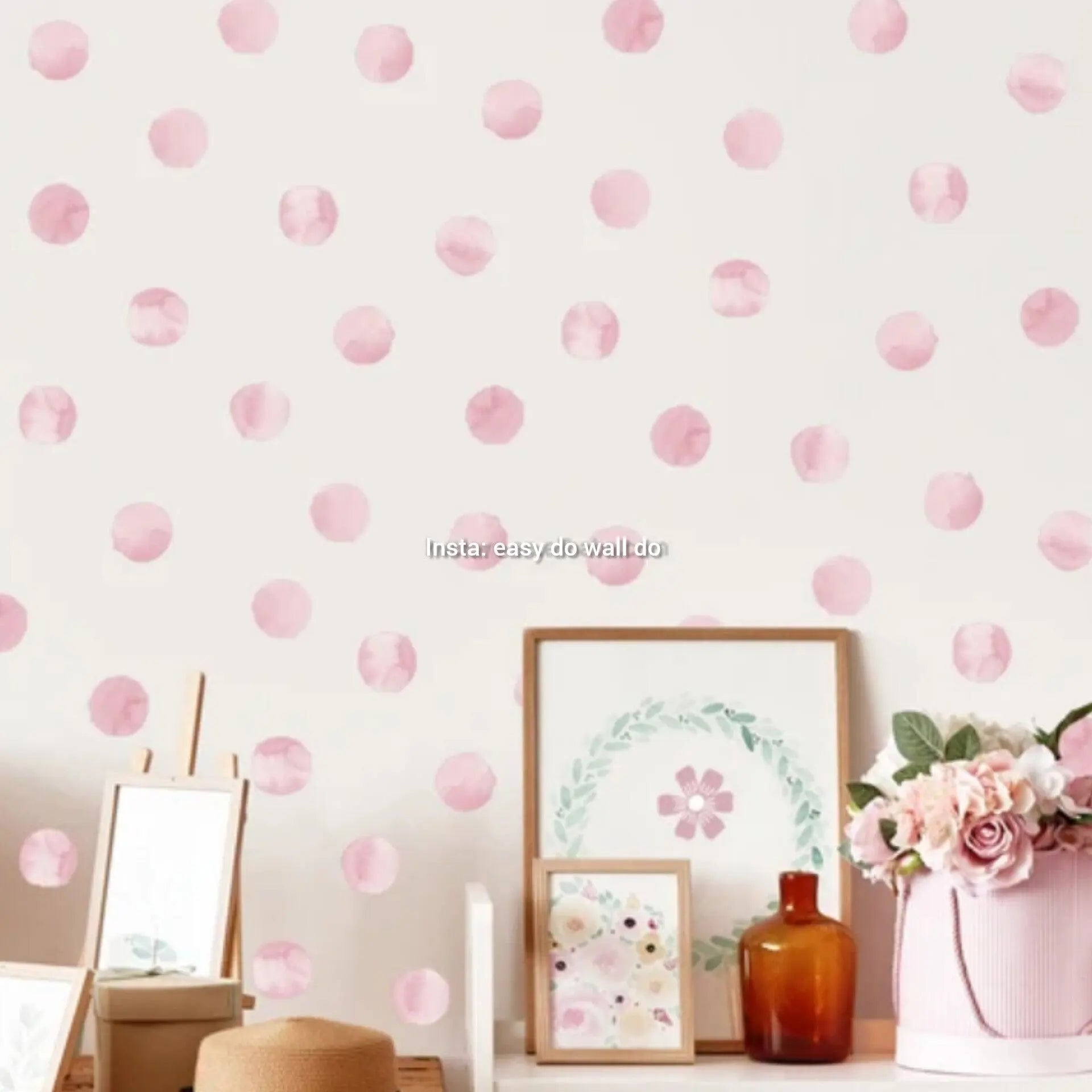 Pink princess tune polka dots Easy do Wall do