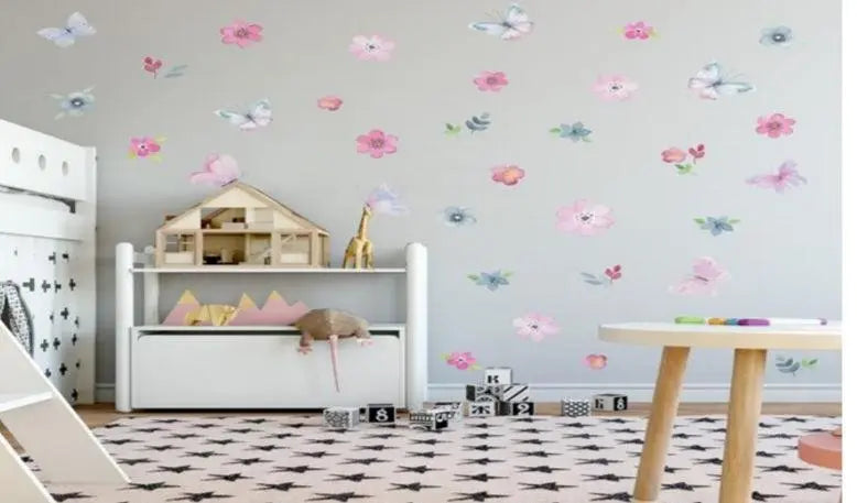 Pink Floral Printed Wall stickers Easy do Wall do