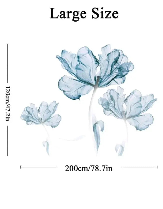 Serene Blue Floral Wall Stickers Easy do Wall do