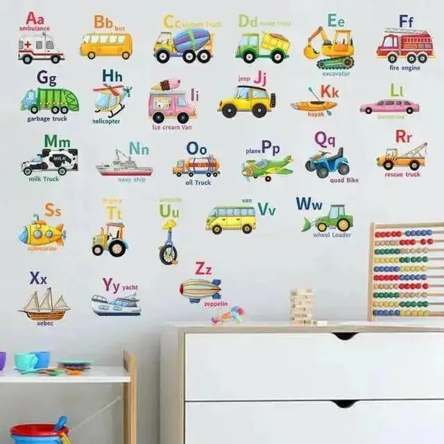 Alphabet and Transportation Wall Stickers - Fun Educational Decor - Easy do Wall do