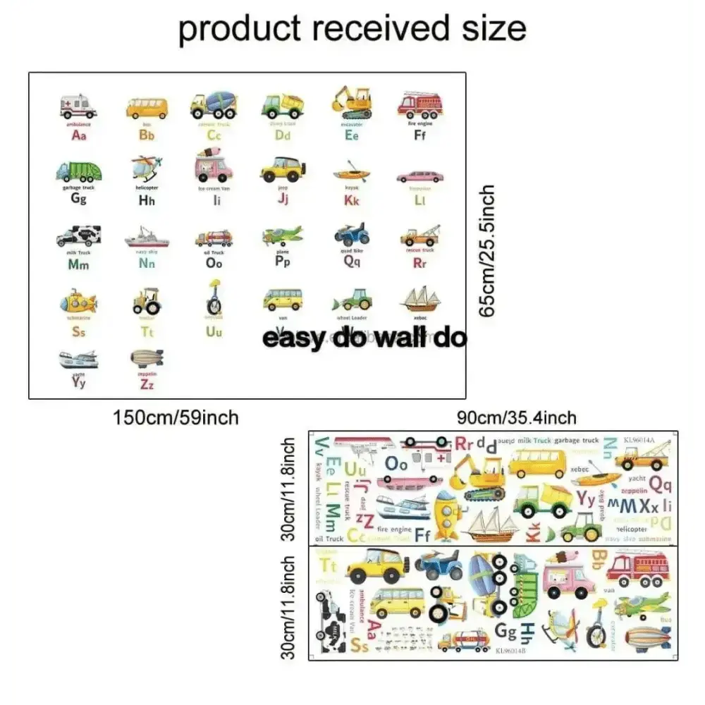 Alphabet and Transportation Wall Stickers - Fun Educational Decor - Easy do Wall do