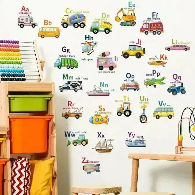 Alphabet and Transportation Wall Stickers - Fun Educational Decor - Easy do Wall do