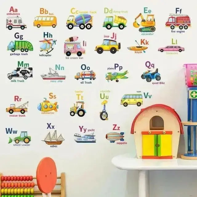 Alphabet and Transportation Wall Stickers - Fun Educational Decor - Easy do Wall do