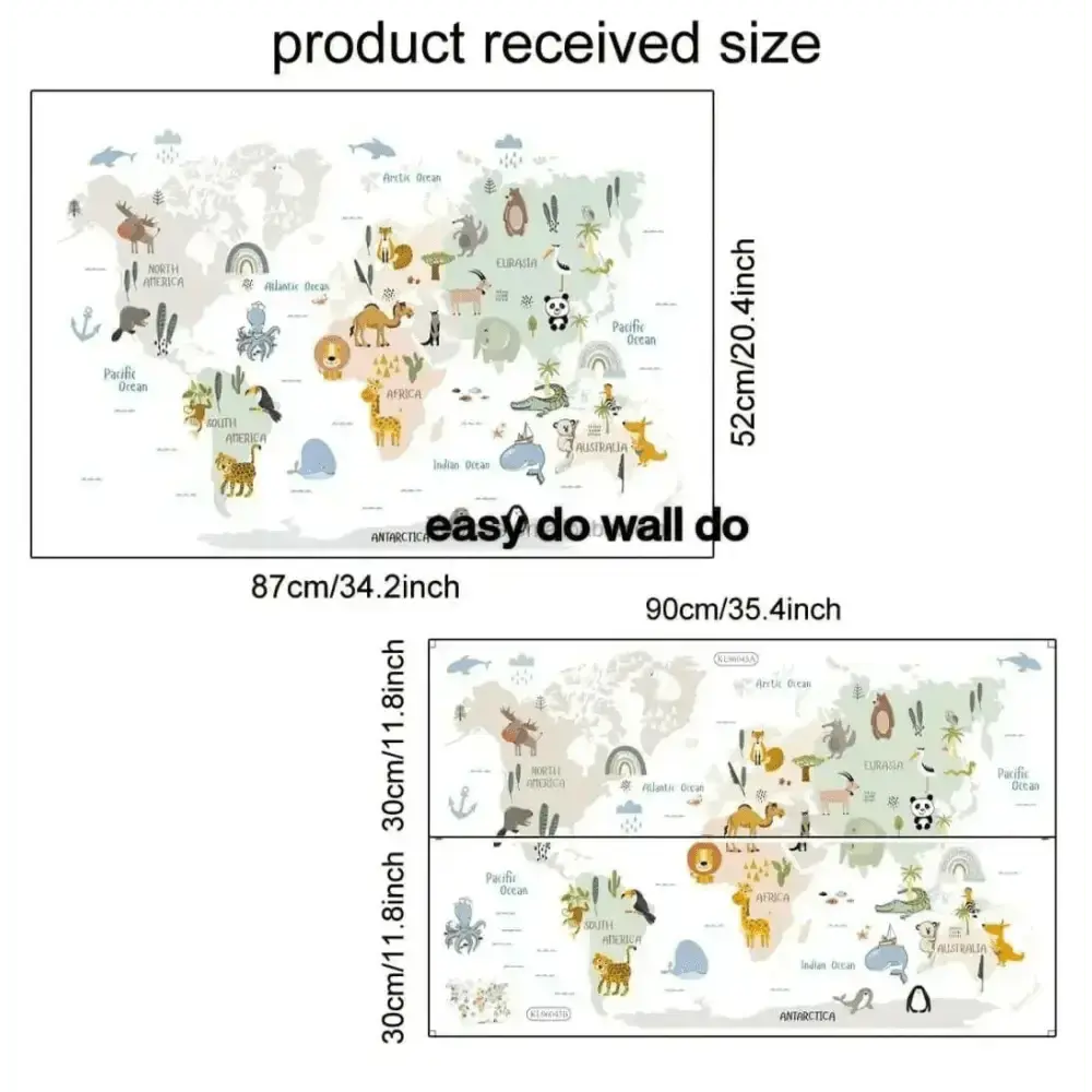 Animal World Map Wall Stickers for Kids in - Easy do Wall do