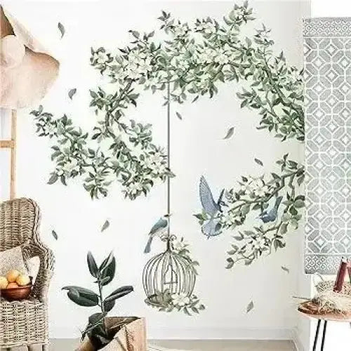 Blooming Birdcage Wallpaper Stickers for Elegant Decor - Easy do Wall do