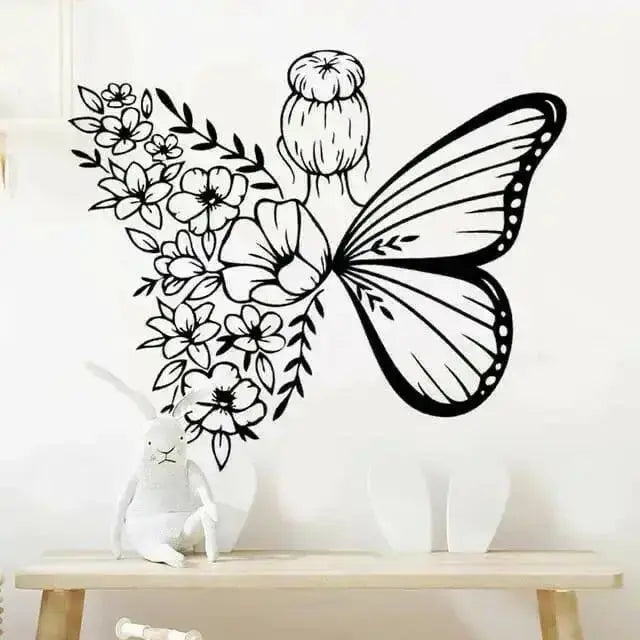 Butterfly and Floral Wall Sticker for Elegant Decor - Easy do Wall do