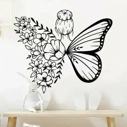 Butterfly and Floral Wall Sticker for Elegant Decor - Easy do Wall do