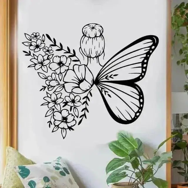 Butterfly and Floral Wall Sticker for Elegant Decor - Easy do Wall do