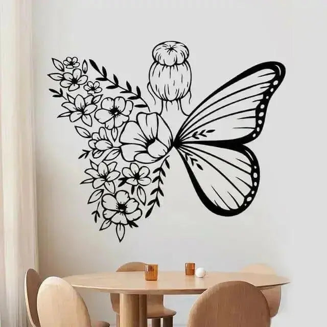 Butterfly and Floral Wall Sticker for Elegant Decor - Easy do Wall do