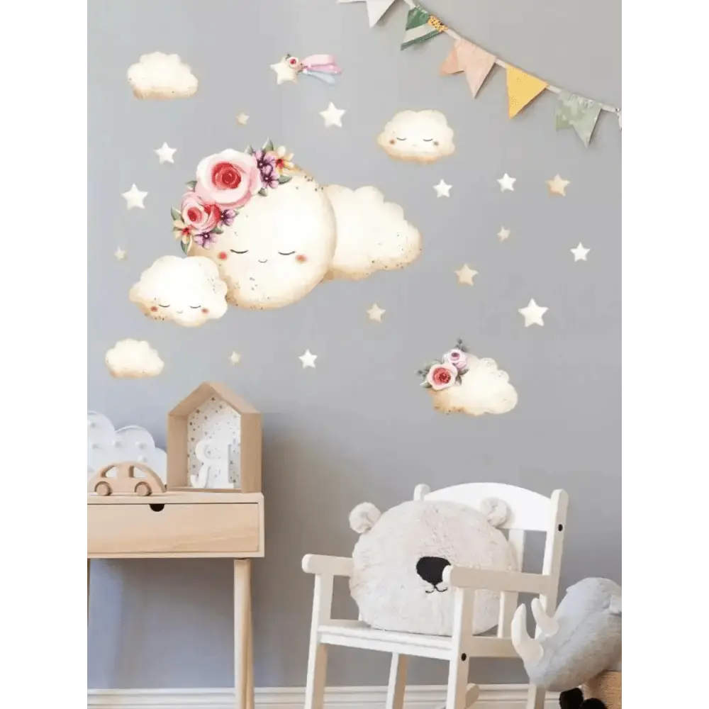 Cloud and Moon Wall Stickers - Dreamy Nursery Decor - Easy do Wall do