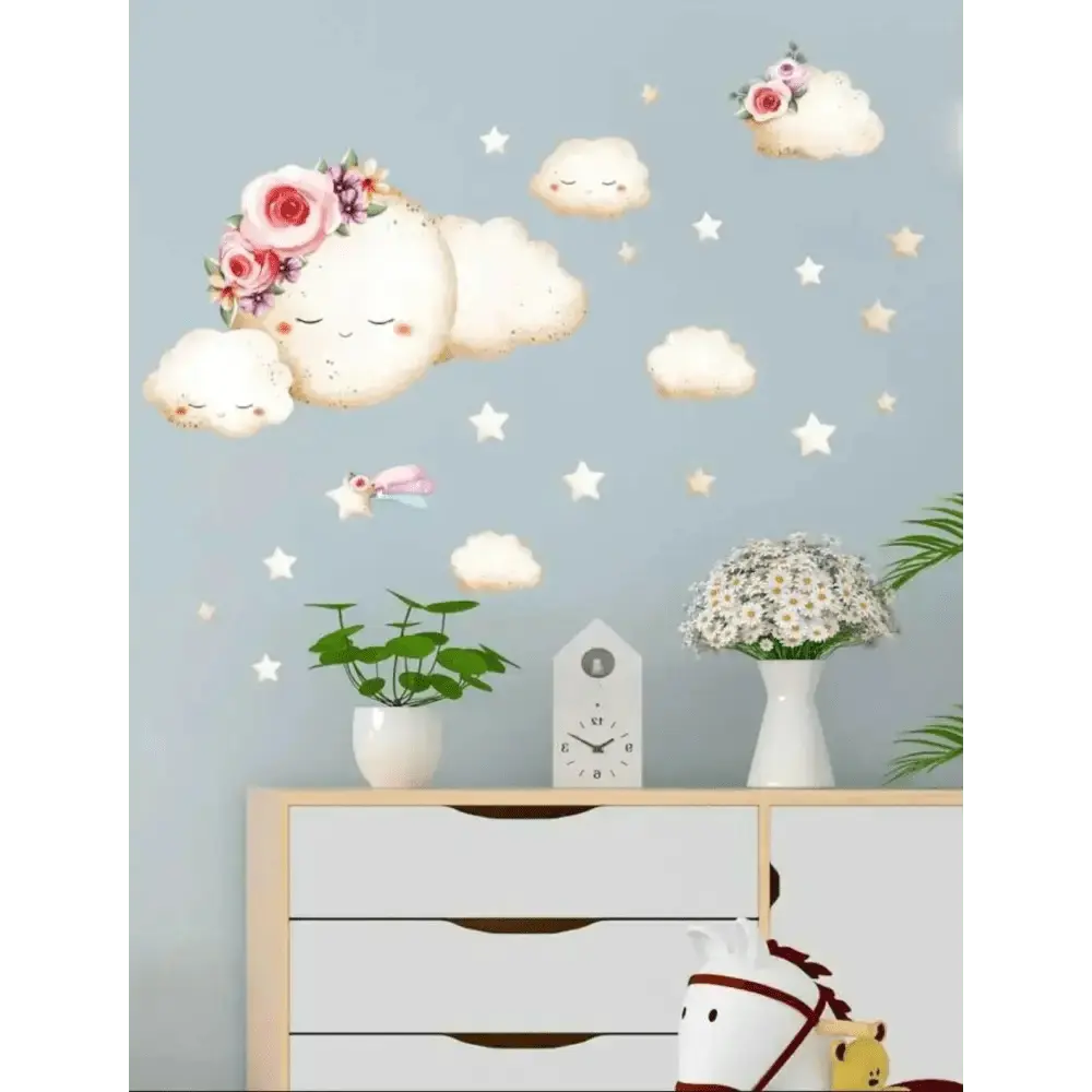 Cloud and Moon Wall Stickers - Dreamy Nursery Decor - Easy do Wall do