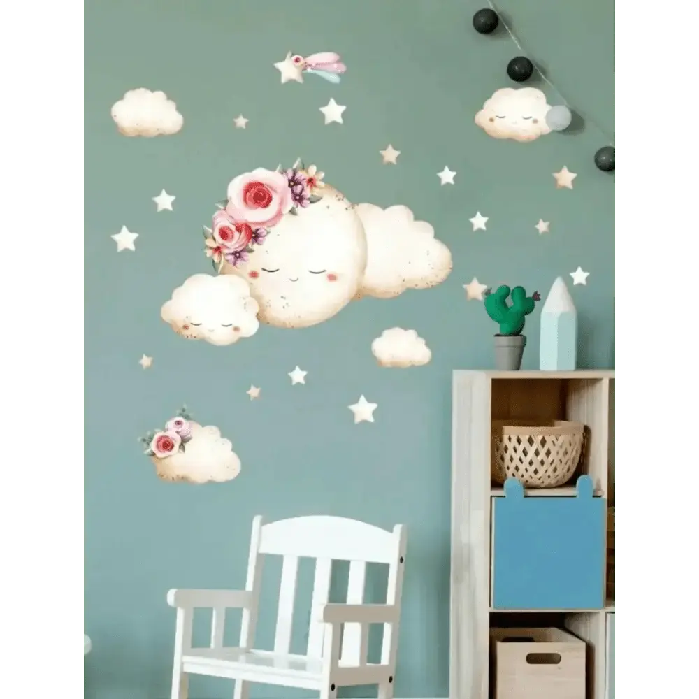 Cloud and Moon Wall Stickers - Dreamy Nursery Decor - Easy do Wall do