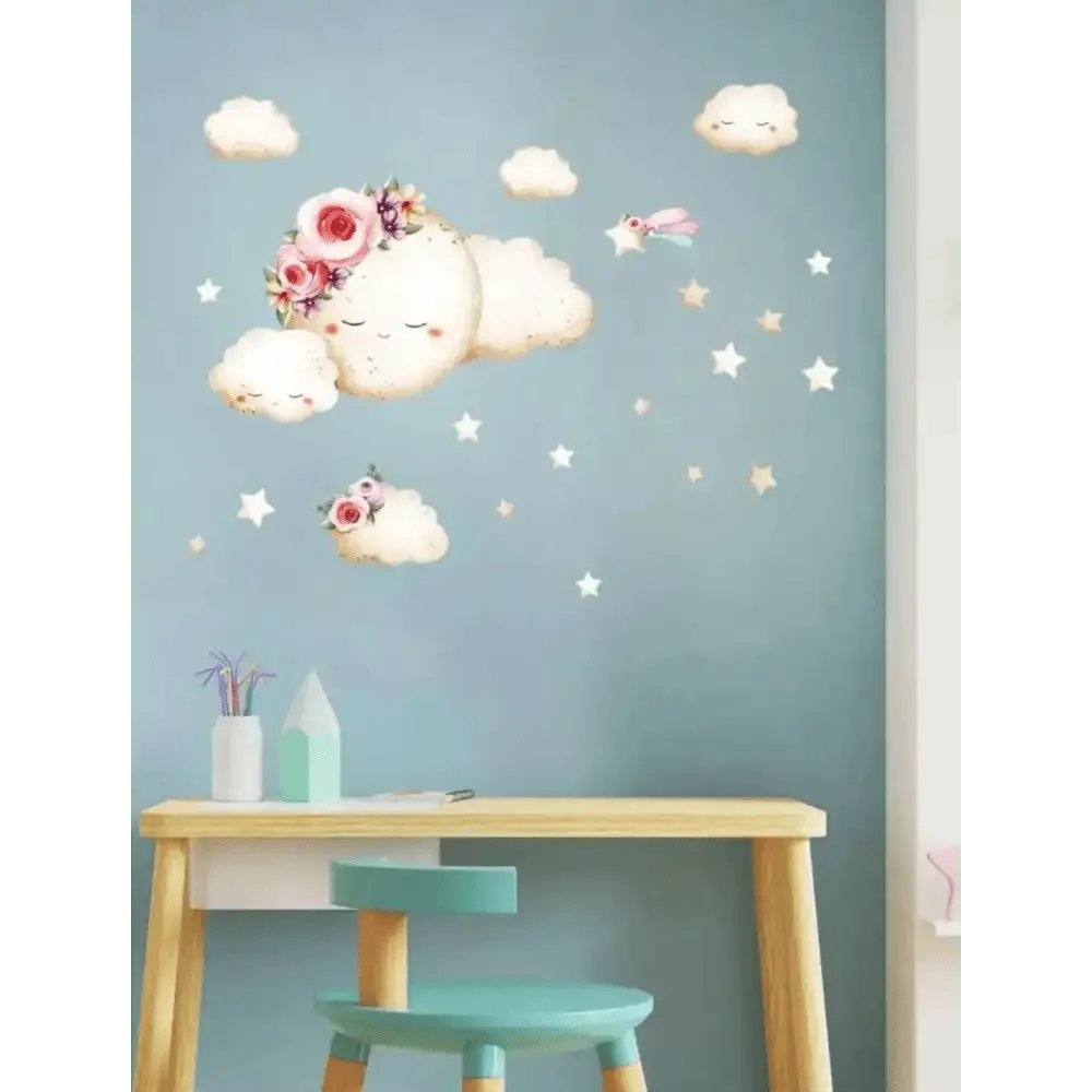 Cloud and Moon Wall Stickers - Dreamy Nursery Decor - Easy do Wall do