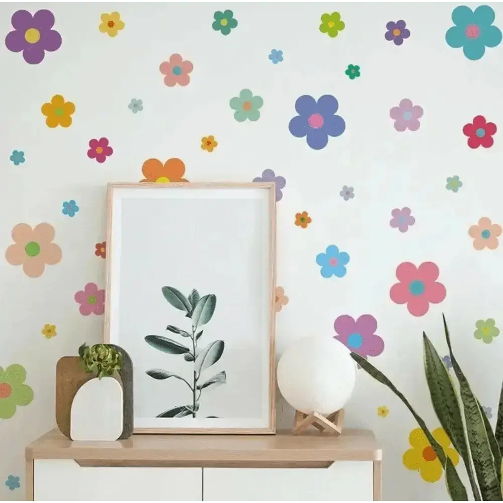 Colorful Floral Wallpaper Sticker Set - Vibrant Nature Decor - Easy do Wall do
