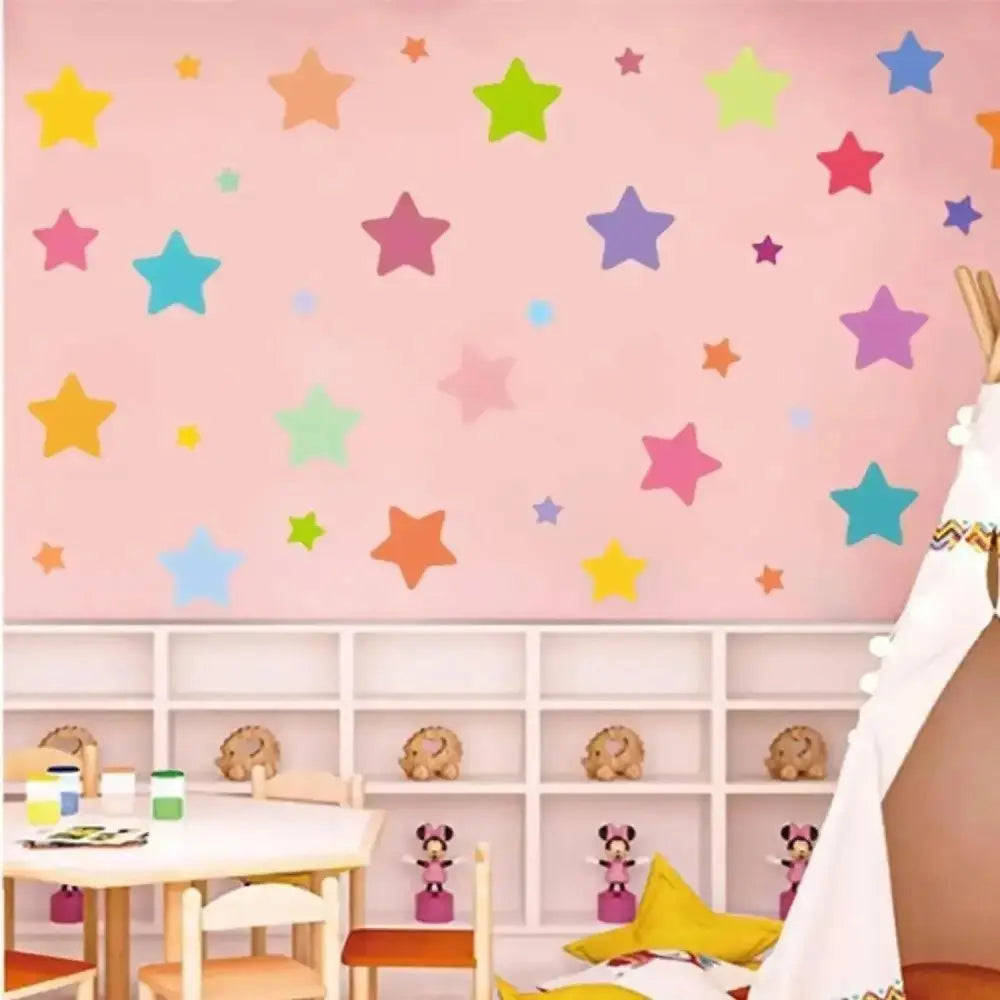 Colorful Star Wallpaper Sticker Set - Vibrant Room Decor - Easy do Wall do