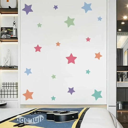 Colorful Star Wallpaper Sticker Set - Vibrant Room Decor - Easy do Wall do