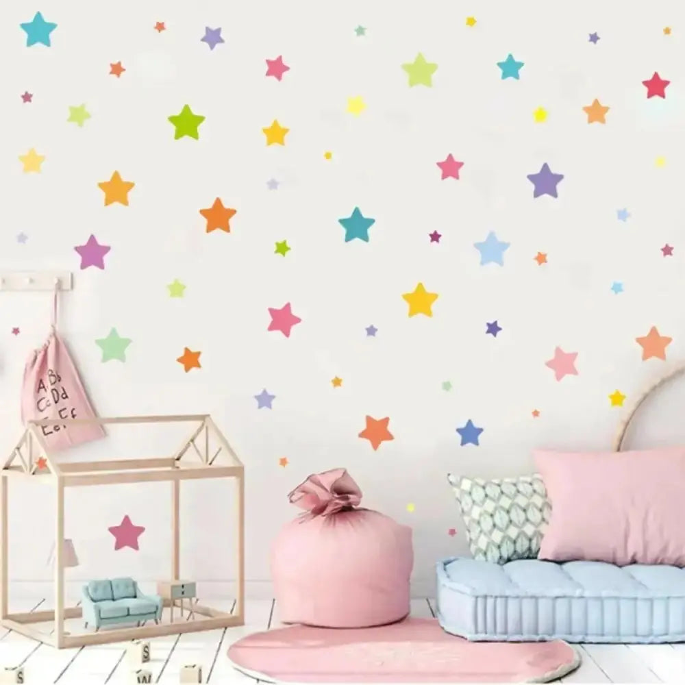 Colorful Star Wallpaper Sticker Set - Vibrant Room Decor - Easy do Wall do