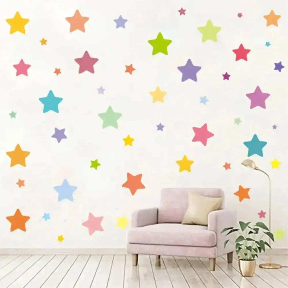 Colorful Star Wallpaper Sticker Set - Vibrant Room Decor - Easy do Wall do