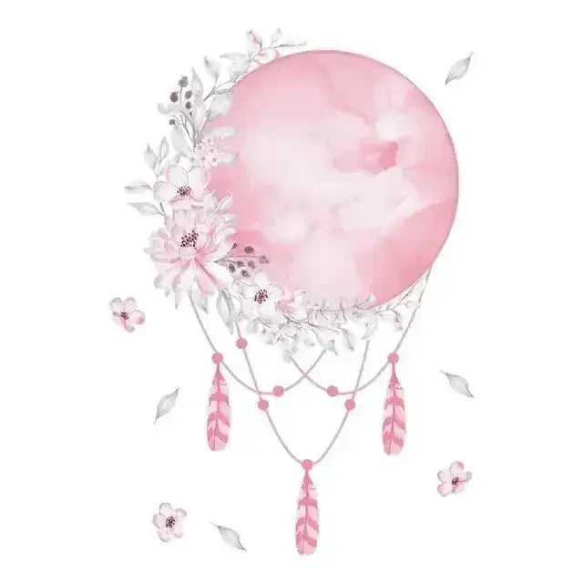 Dreamy Moon and Floral Wallpaper Sticker - Room Decor - Easy do Wall do