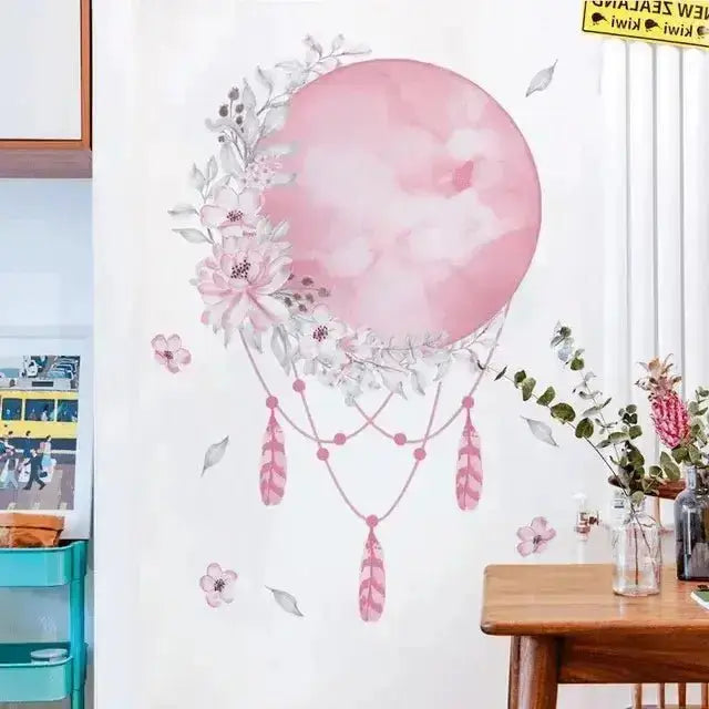 Dreamy Moon and Floral Wallpaper Sticker - Room Decor - Easy do Wall do