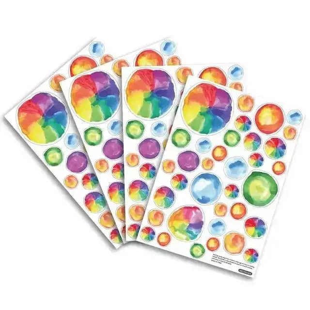 Rainbow Watercolor Dots Wall Decals - Colorful Kids Room Decor - Easy do Wall do