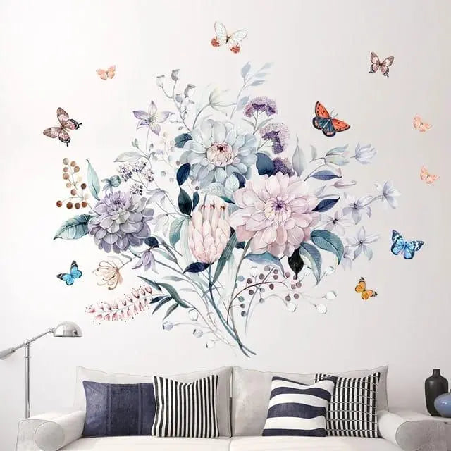 Warm Colors Floral & Butterfly Wall Stickers Easy do Wall do