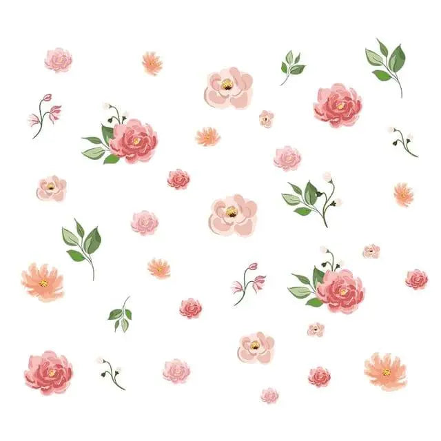 Fresh Pink Rose Flower Wall Stickers Easy do Wall do