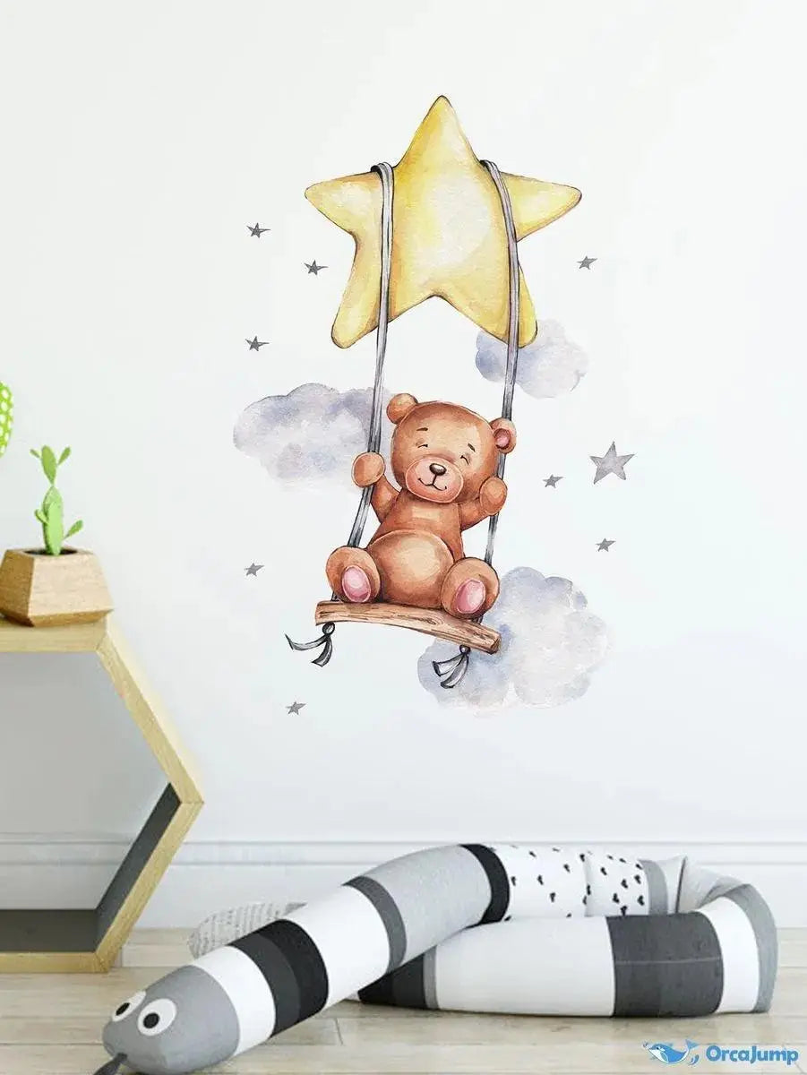 Swinging Teddy Bear Wall Sticker Easy do Wall do