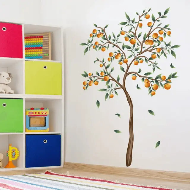 Vibrant Orange Tree Wall Sticker for a Sunny Space Easy do Wall do