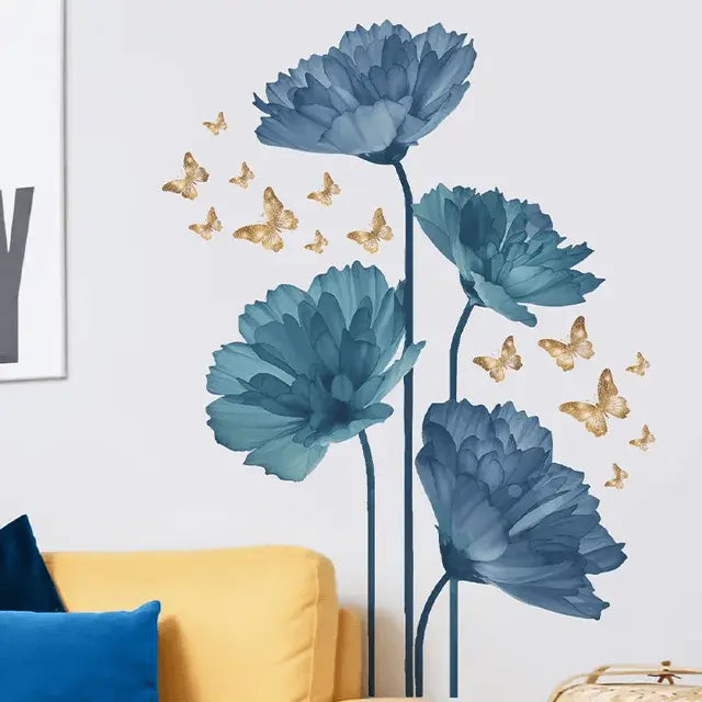 Blue floral and butterfly wall decals Easy do Wall do