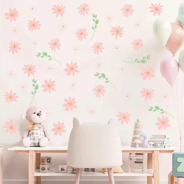 Daisy Flower Wall Stickers for Kids Room, Living Room, Bedroom Decor Easy do Wall do