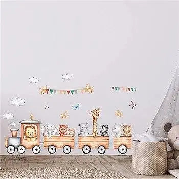 Safari Animal Train Wall Sticker Set Easy do Wall do