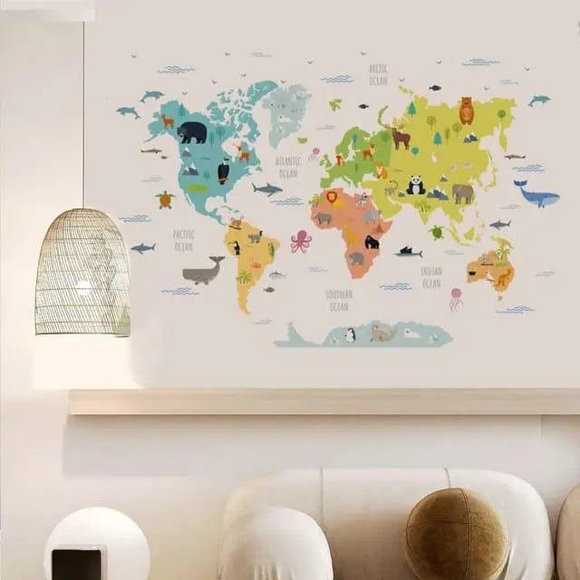 World Animal Footprints Cartoon Wall Stickers - Easy do Wall do