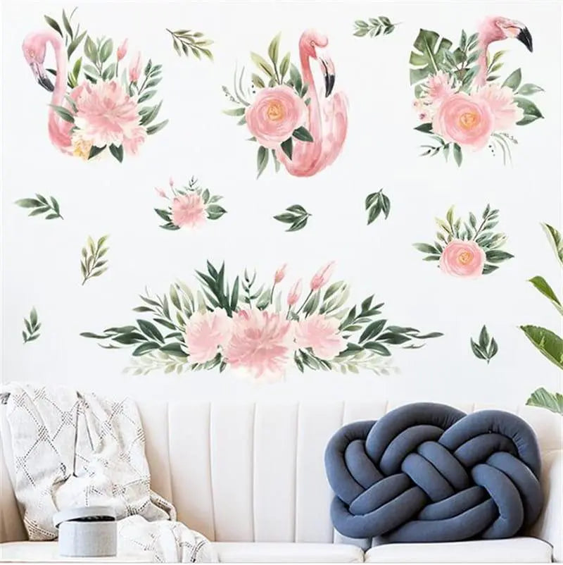 Flamingo & Floral Wall Stickers for Kids Rooms Easy do Wall do