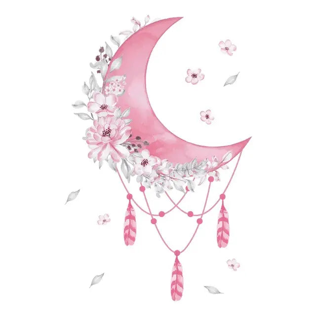 Dreamy Moon and Floral Wall Sticker Easy do Wall do