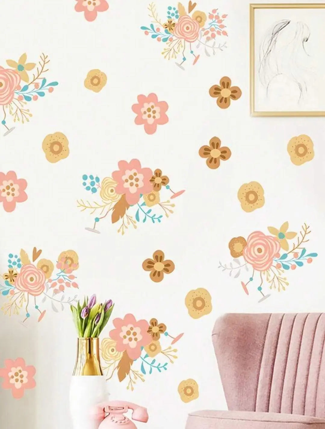 Boho Floral Wall Stickers Easy do Wall do