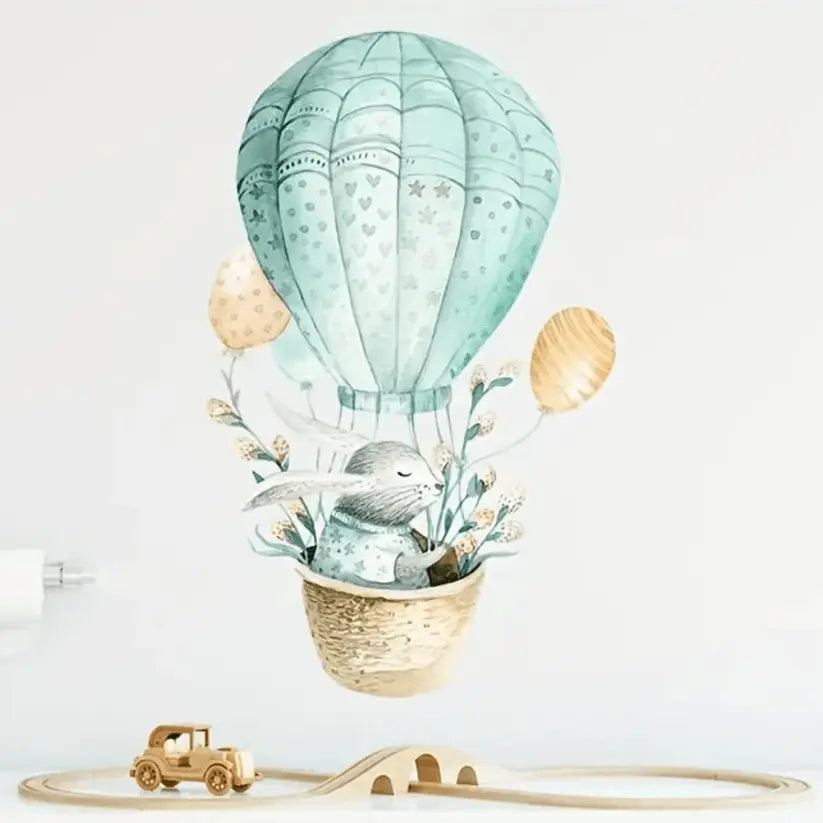 Adorable Bunny Hot Air Balloon Wall Sticker Easy do Wall do