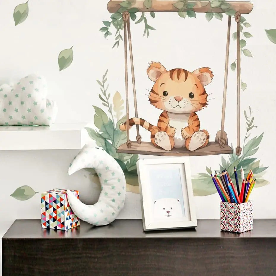 Playful Tiger Swing Wall Sticker Easy do Wall do