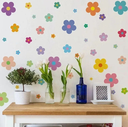 Colorful Floral Wall Sticker Set Easy do Wall do