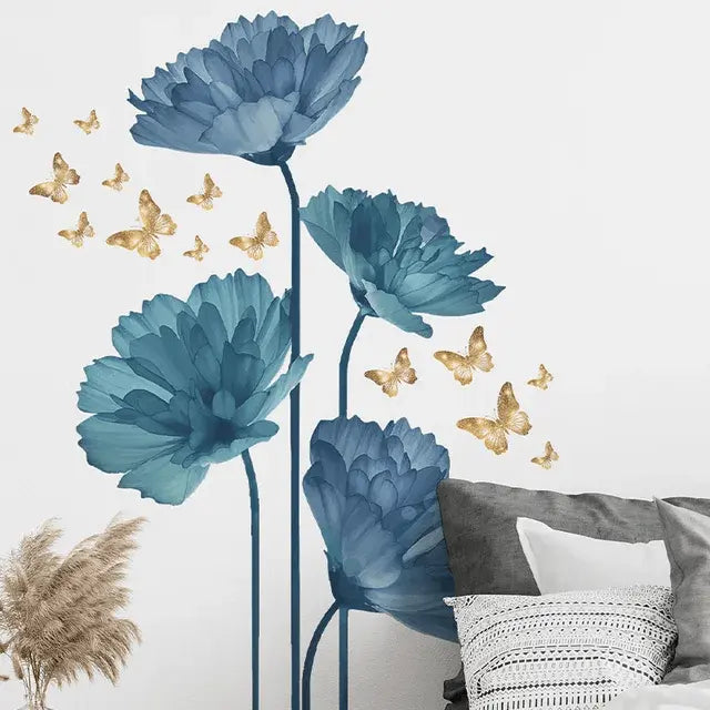 Blue floral and butterfly wall decals Easy do Wall do