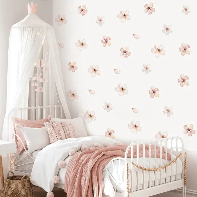 Delicate Pink Floral Wall Stickers for a Dreamy Space Easy do Wall do